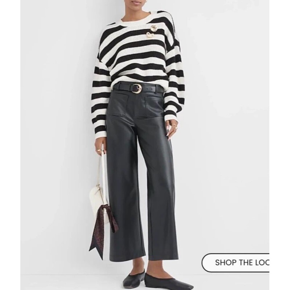 The LOFT Palmer Wide Leg Faux Leather Crop Pants 8